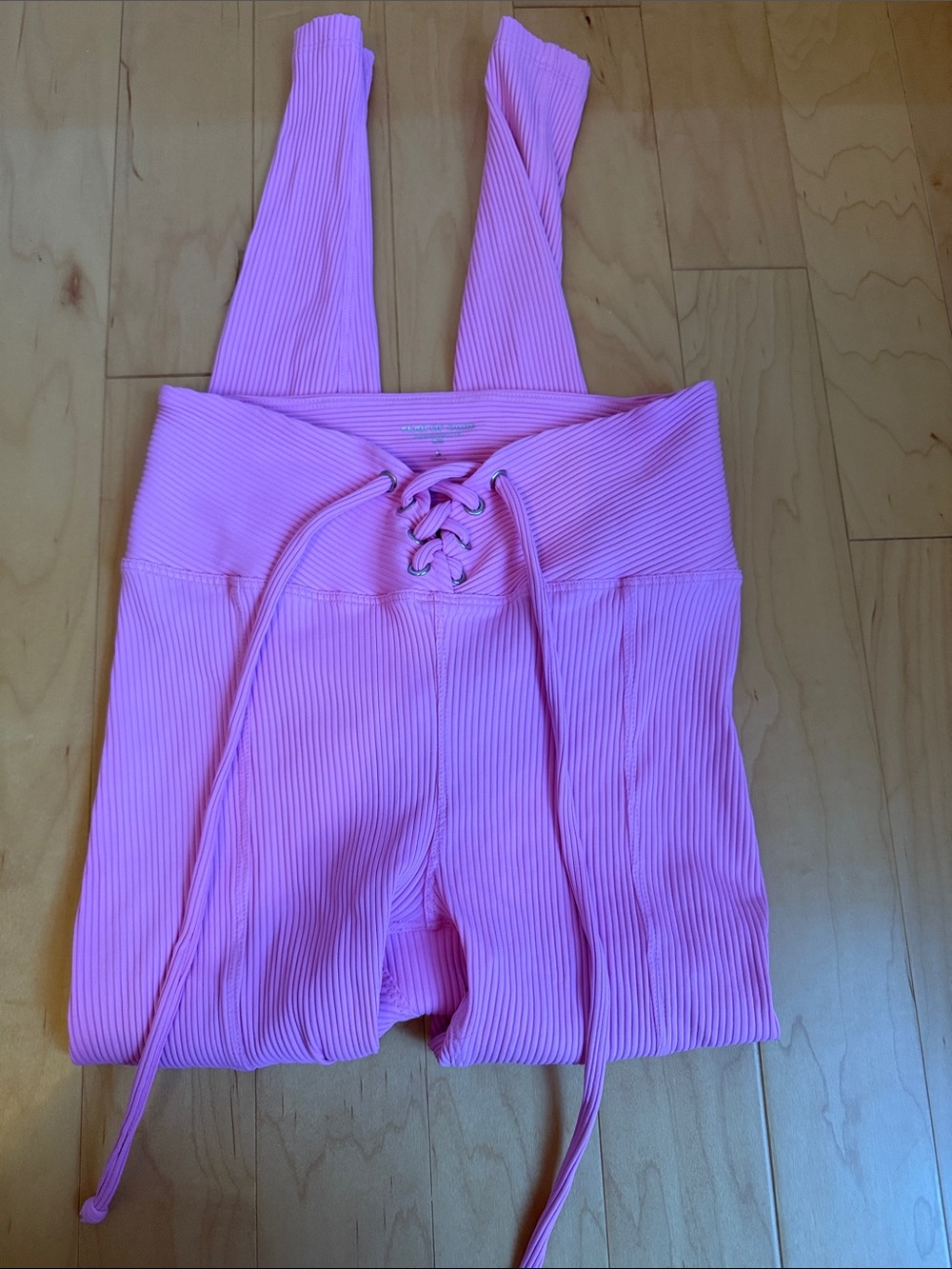 Year of Ours Ribbed Lace-Up Lilac Bodysuit